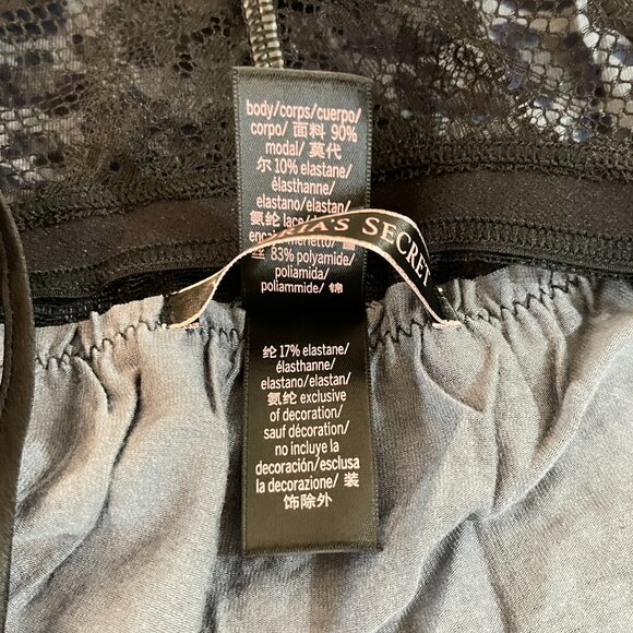 New Victoria's Secret Small Chemise Nightie Slip Gray Black Leopard Lace Modal - Picture 6 of 6